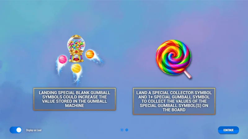 Sweet Candy Cash Stash - главно мени и поставки на слотот